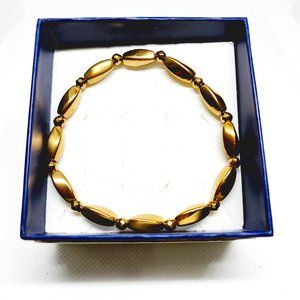 Yellow Gold plated Hematite stretch Bracelet 82.50 cts